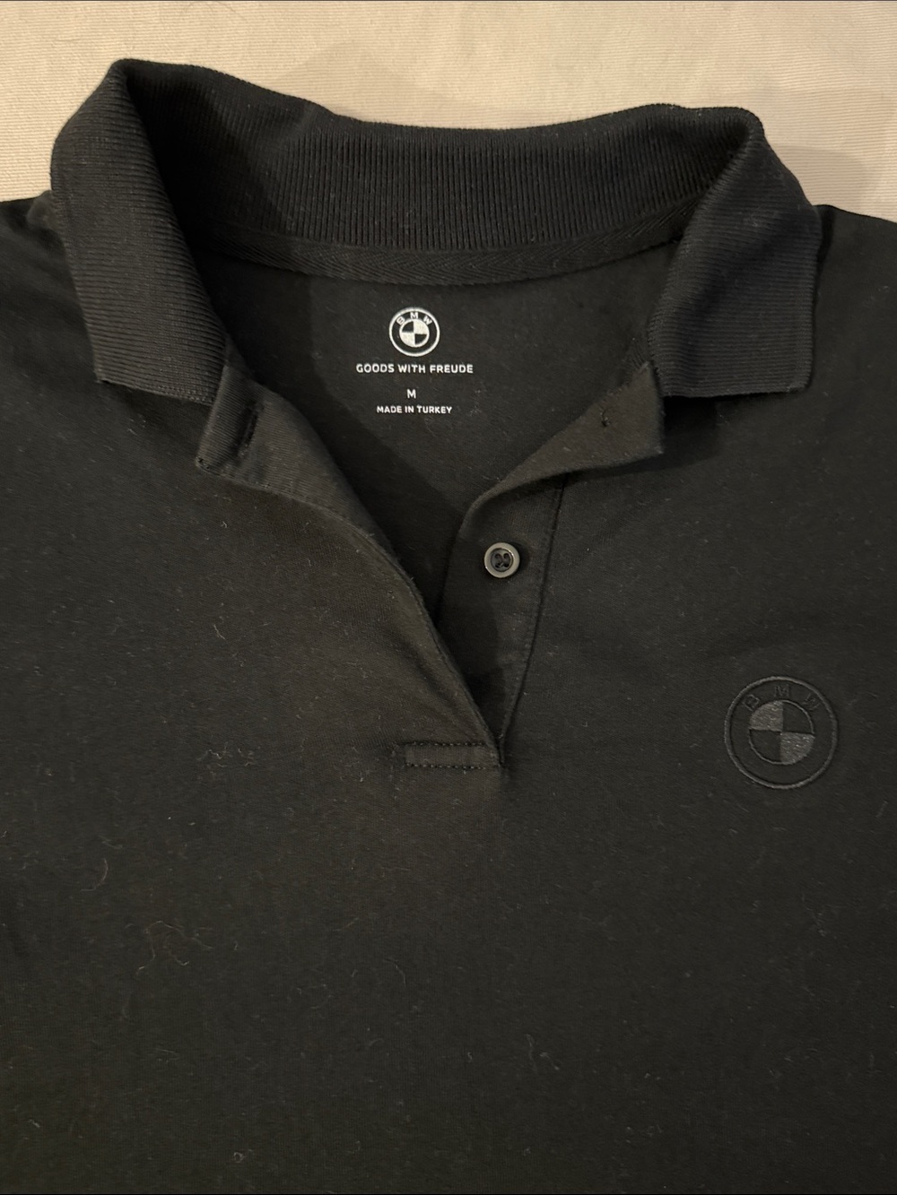 BMW Black womens  Polo with Subtle Embroidered Logo